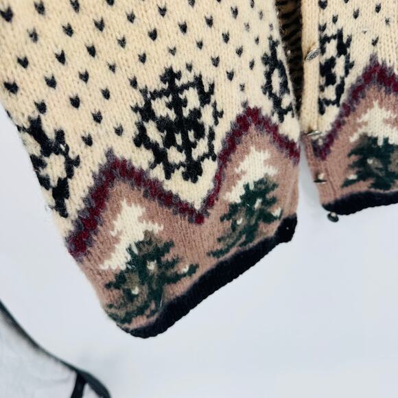 Vintage Pride’s Landing 100% Wool Fair Isle Cardigan Sweater Nordic Cabin Winter - Picture 6 of 7